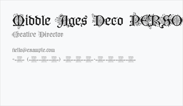 Middle Ages Deco PERSONAL USE Business Card