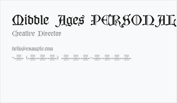 Middle Ages PERSONAL USE Business Card