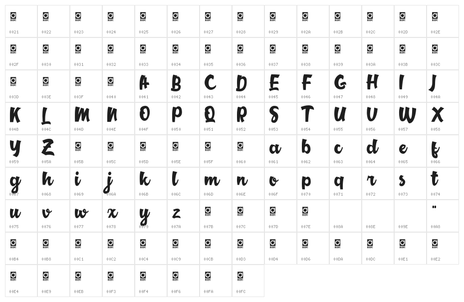 MiddleClassScript Character Map