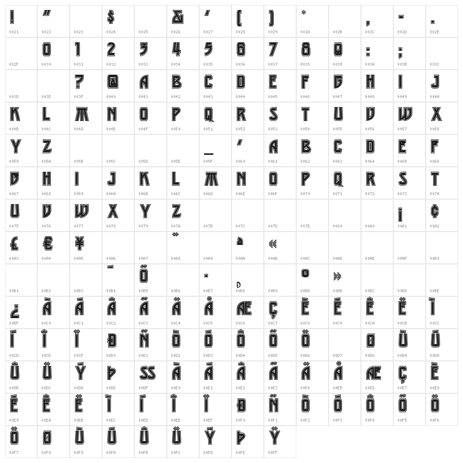 MiddleEarthNF Medium Character Map