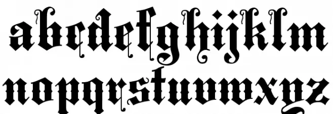 MiddleSaxonyText Caratteri MINUSCOLO