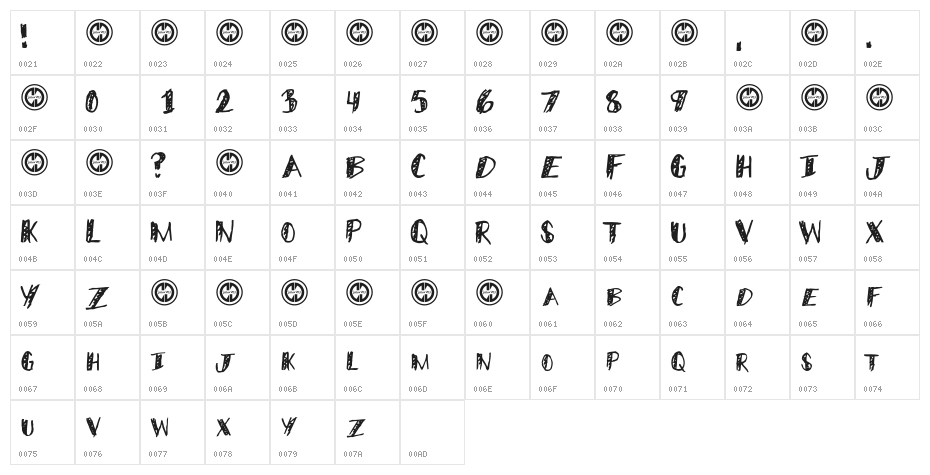 MiddleSchooler-Regular Character Map