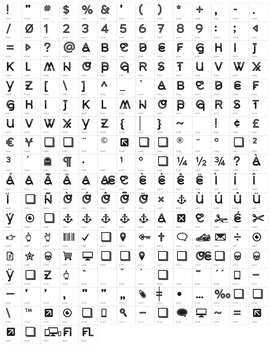 Middlecase Bold-Inline Character Map