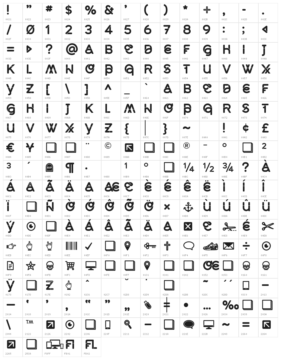 Middlecase Bold-Solid Character Map