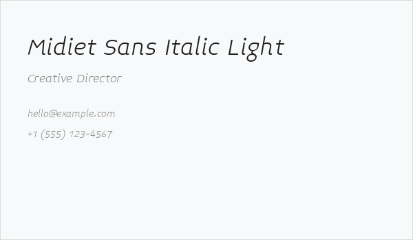 Midiet Sans Italic Light Business Card