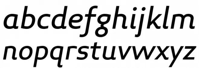 Midiet Sans Italic Medium Schriftart Kleinbuchstaben