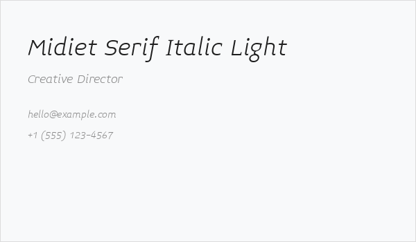 Midiet Serif Italic Light Business Card