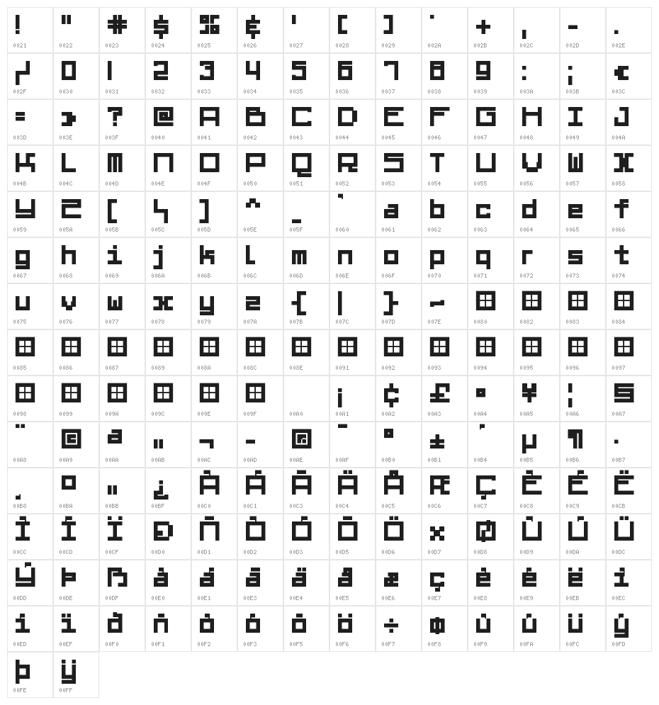 Midnight Letters Character Map