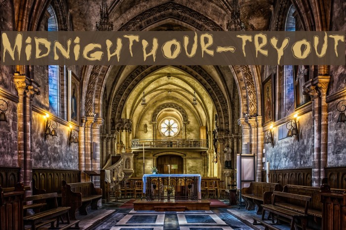 MidnightHour-Tryout Schriftart examples