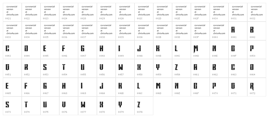 MidniteHour Character Map