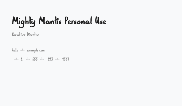 Mighty Mantis Personal Use Business Card