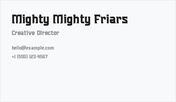 Mighty Mighty Friars Business Card
