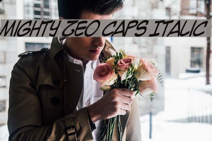Mighty Zeo Caps Italic Font examples