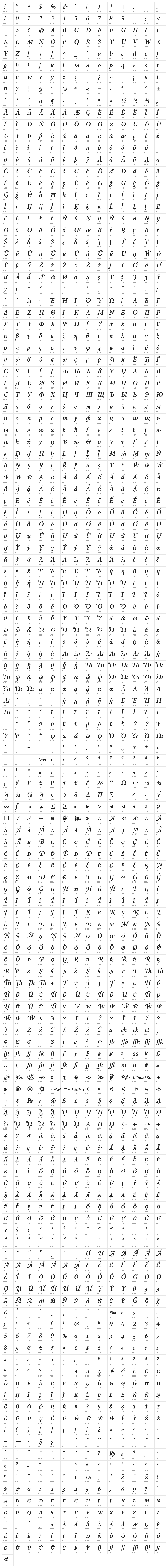 Mignon-SemiboldIt Character Map