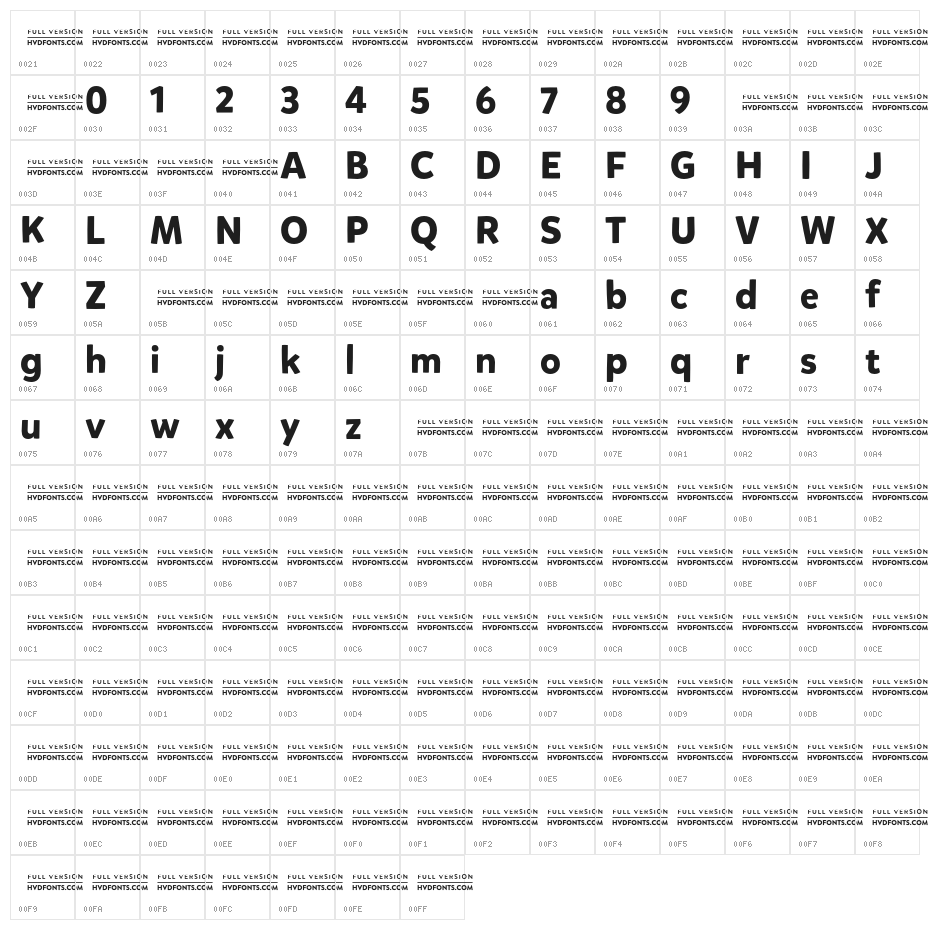 MikadoBoldDEMO Character Map