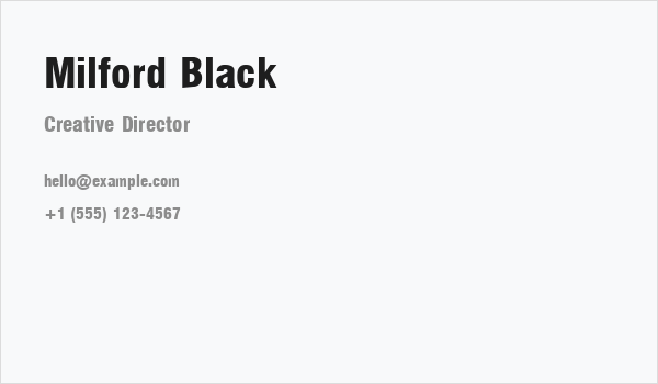 Milford Black Business Card