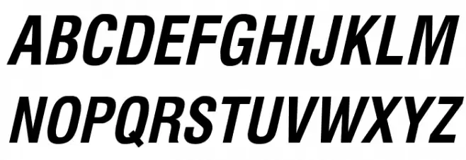 Milford Condensed Bold Italic Schriftart Groß