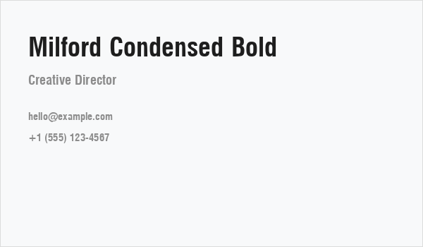 Milford Condensed Bold Business Card