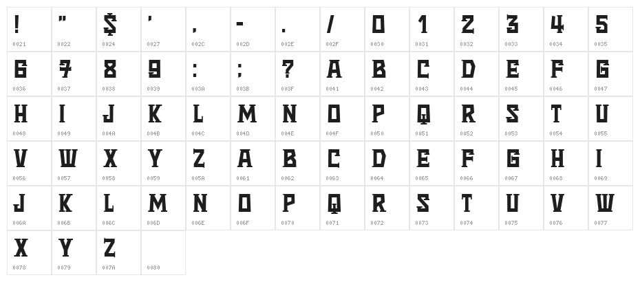 Milho Mexicano Regular Character Map