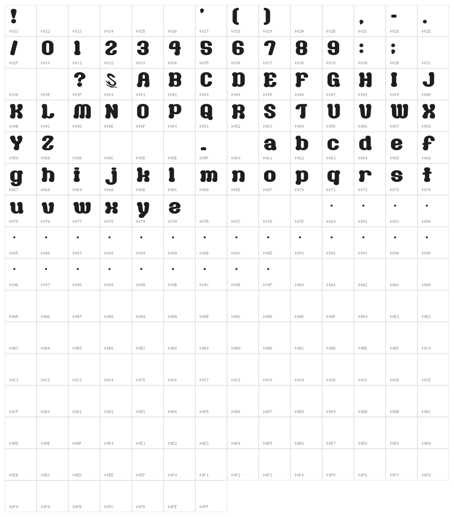 Milk Chocolate__G Character Map