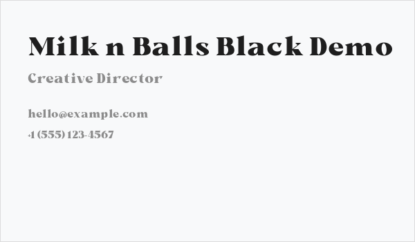 Milk n Balls Black Demo Business Card
