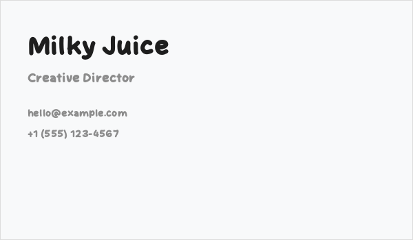 Milky Juice Business Card