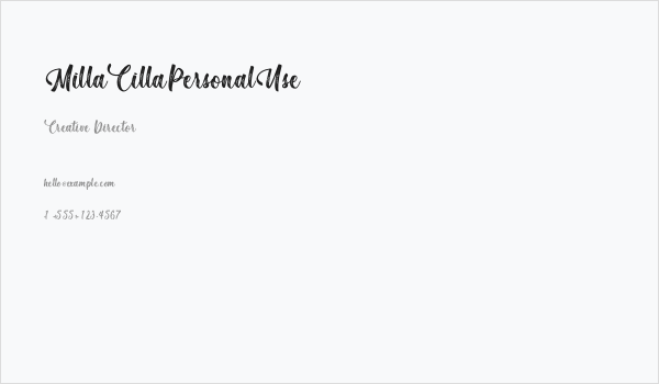 MillaCillaPersonalUse Business Card