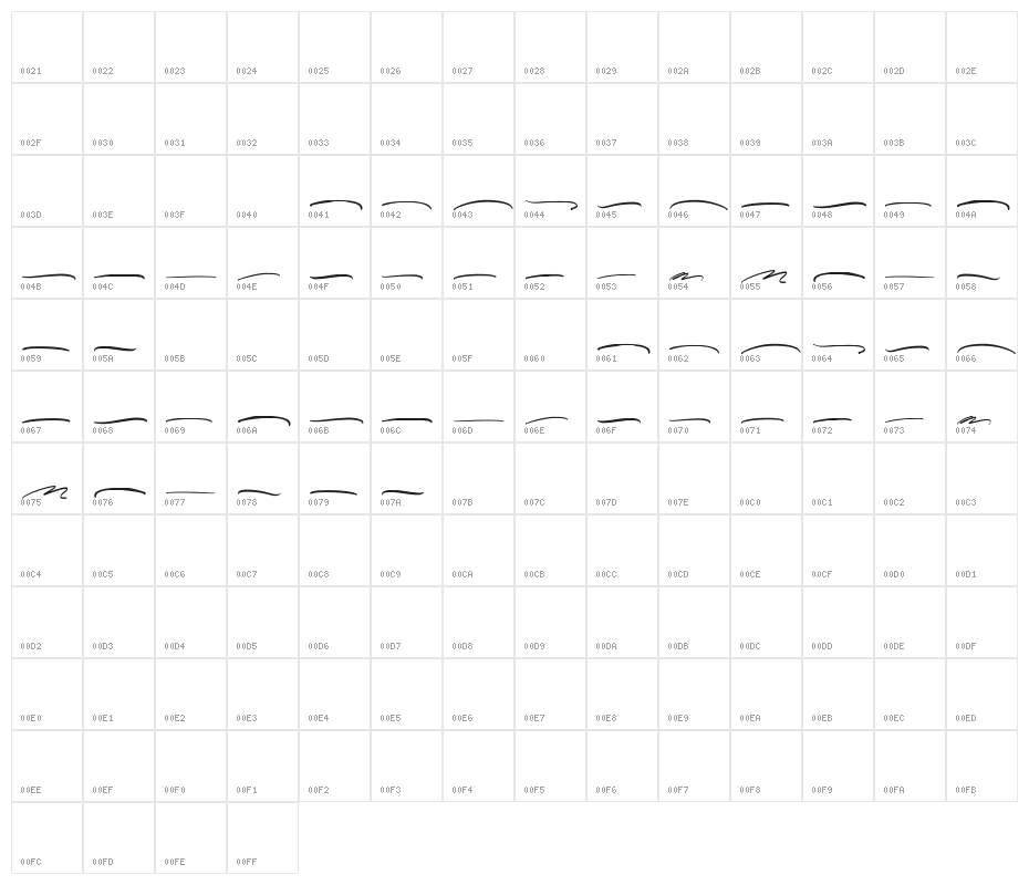 Millea Swash Character Map