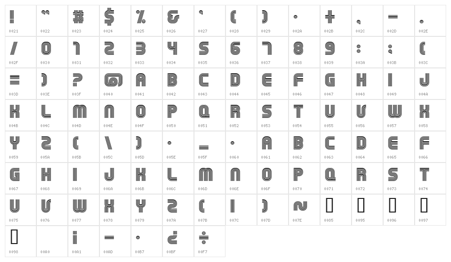Millennium5linesAl Character Map