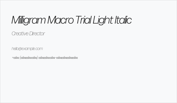 Milligram Macro Trial Light Italic Business Card