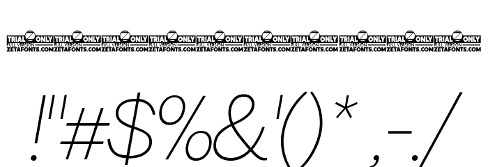 Milligram Macro Trial Thin Italic Font OTHER CHARS