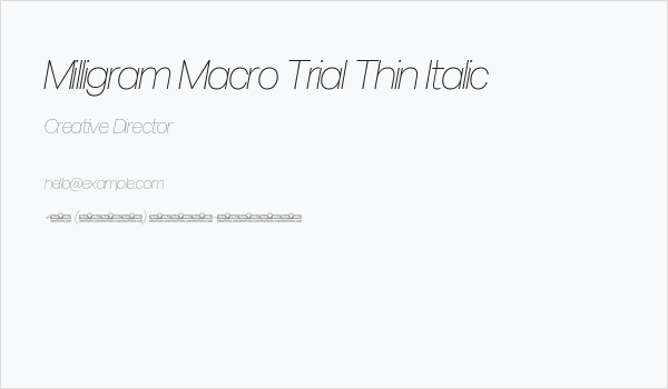 Milligram Macro Trial Thin Italic Business Card