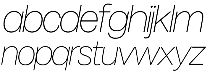 Milligram Macro Trial Thin Italic Font LOWERCASE