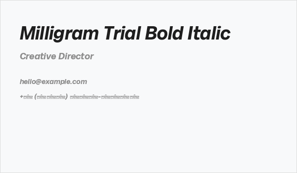 Milligram Trial Bold Italic Business Card
