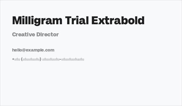 Milligram Trial Extrabold Business Card