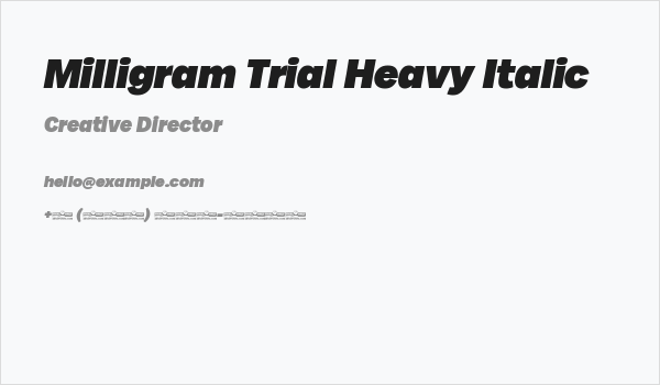 Milligram Trial Heavy Italic Business Card