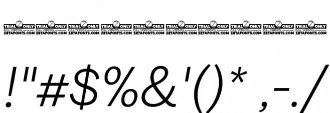 Milligram Trial Light Italic Font OTHER CHARS