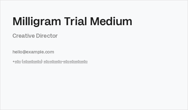 Milligram Trial Medium Business Card