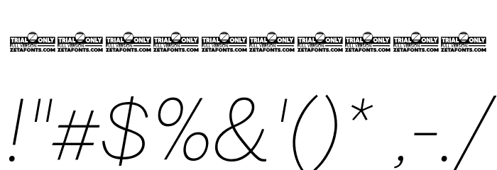 Milligram Trial Thin Italic Font OTHER CHARS