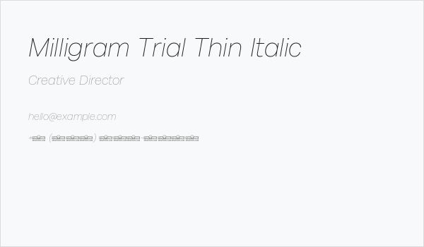 Milligram Trial Thin Italic Business Card