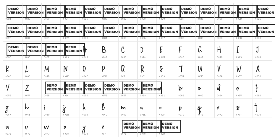 MillionNotes Character Map