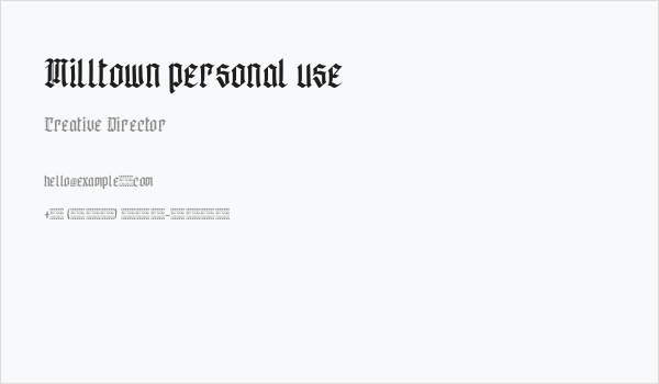 Milltown personal use Business Card
