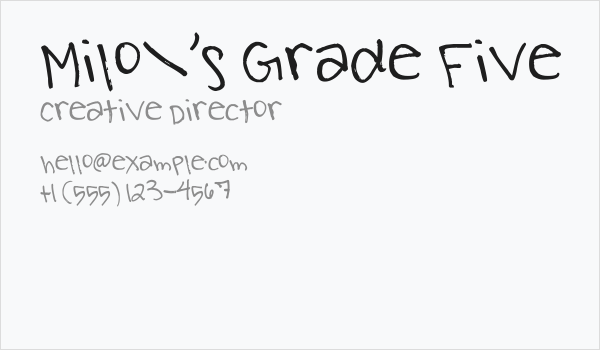 Milo's Grade Five Business Card