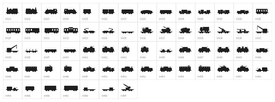 Miltrain-Generic Character Map
