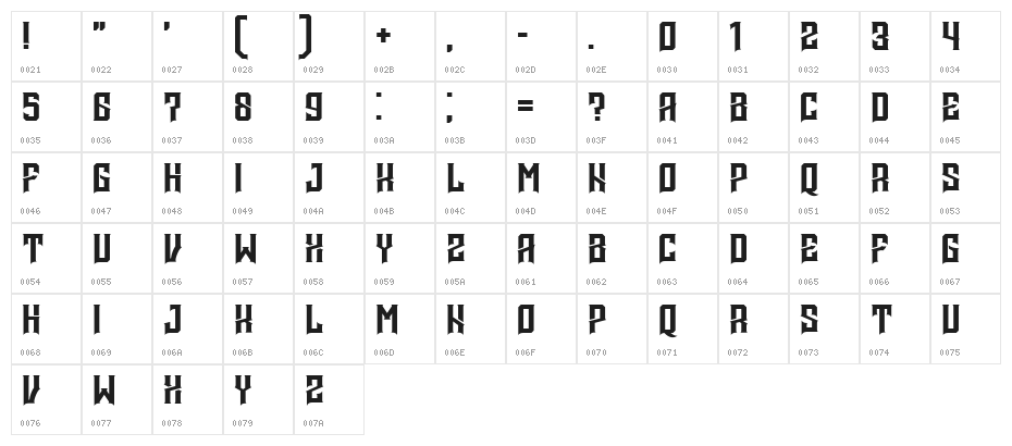 Mina is gone Regular Character Map