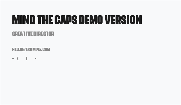 Mind The Caps DEMO VERSION Business Card