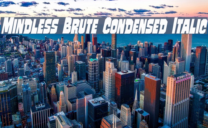 Mindless Brute Condensed Italic Font examples