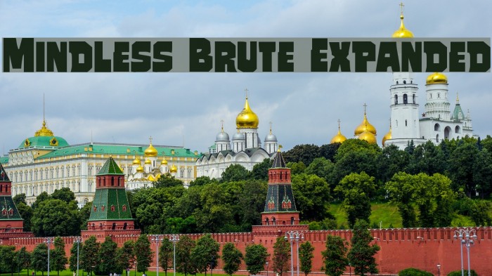 Mindless Brute Expanded Font examples