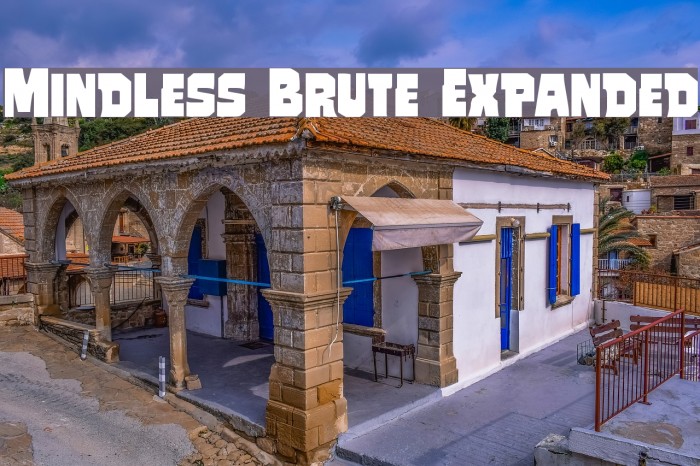 Mindless Brute Expanded Font examples