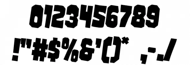 Mindless Brute Rotated 2 Font OTHER CHARS